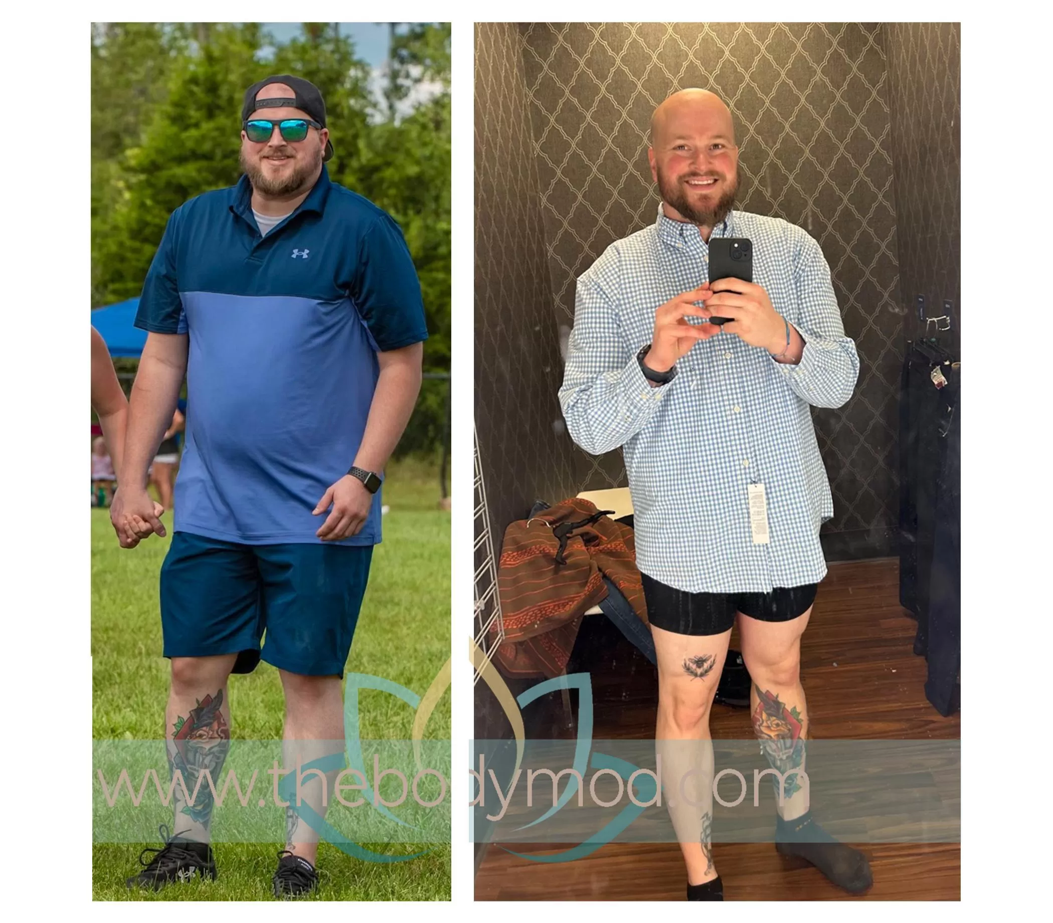 Before and After Images of Man Showing Weight Loss